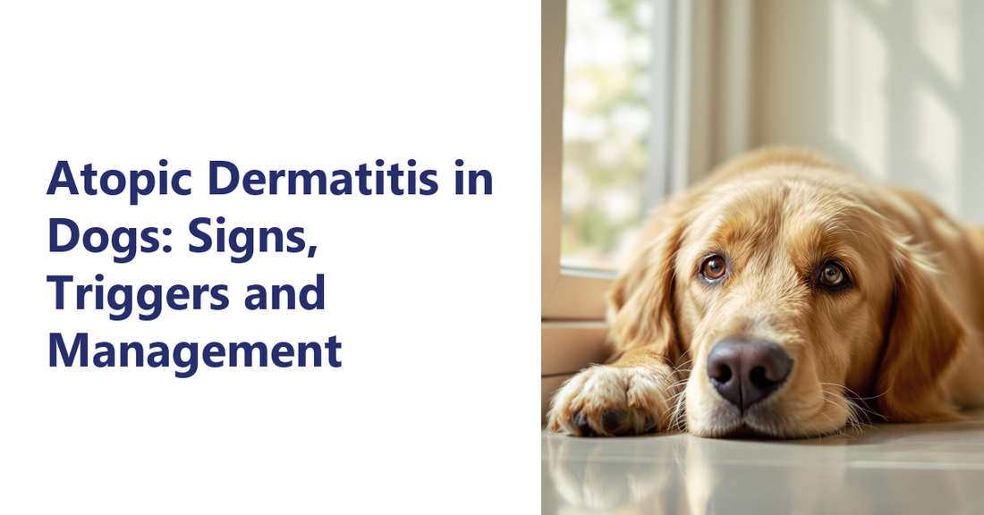 Atopic dermatitis in dogs - golden retriever resting by a window | K9 Vitality