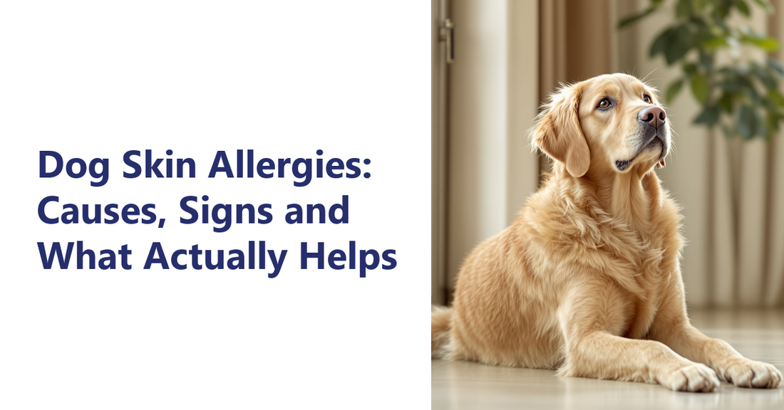 Dog skin allergies - golden Labrador resting in an Indian home | K9 Vitality