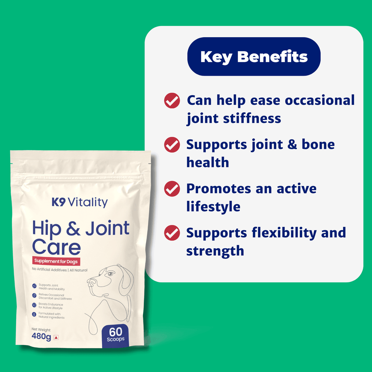 Hip & Joint Care Supplement For Dogs - K9 Vitality