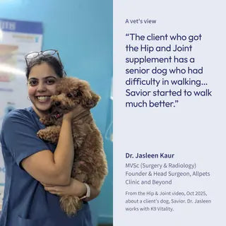 Dr. Jasleen Kaur, veterinary surgeon, quoted on Hip & Joint Care