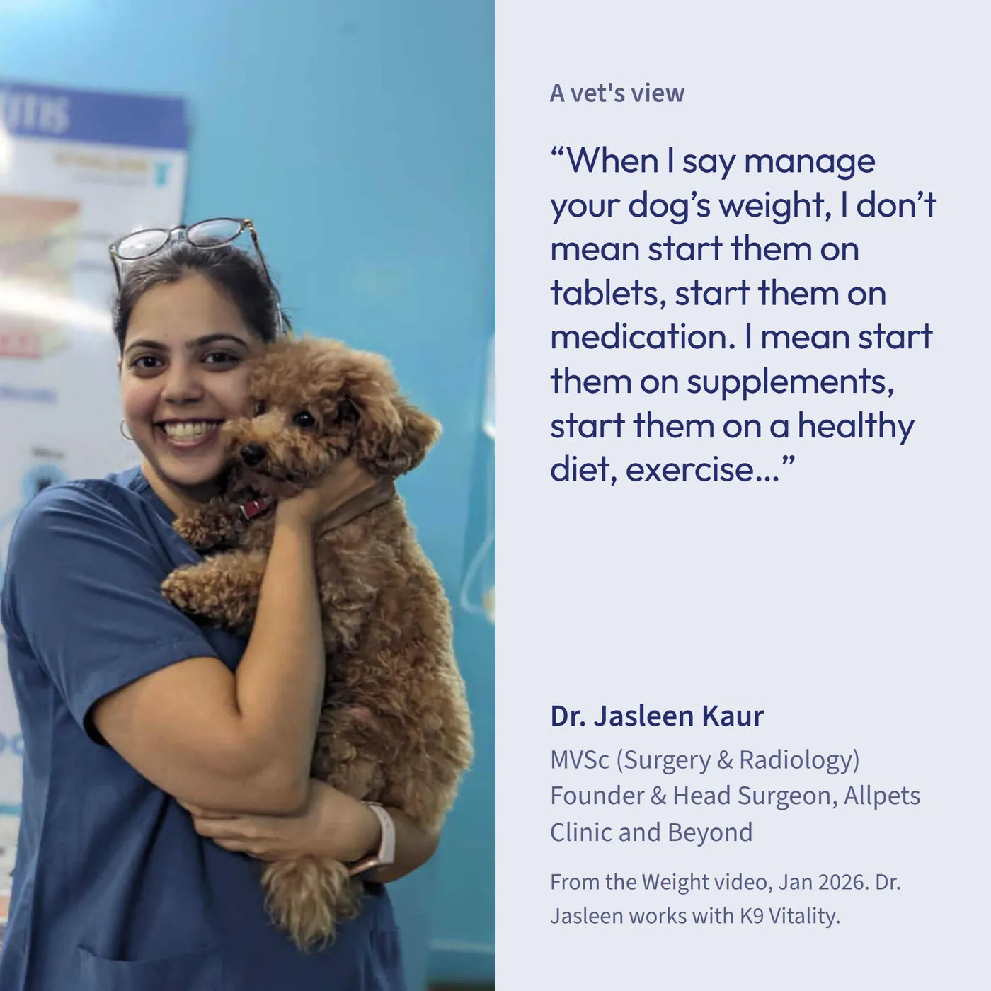 Dr. Jasleen Kaur, veterinary surgeon, quoted on Weight Management